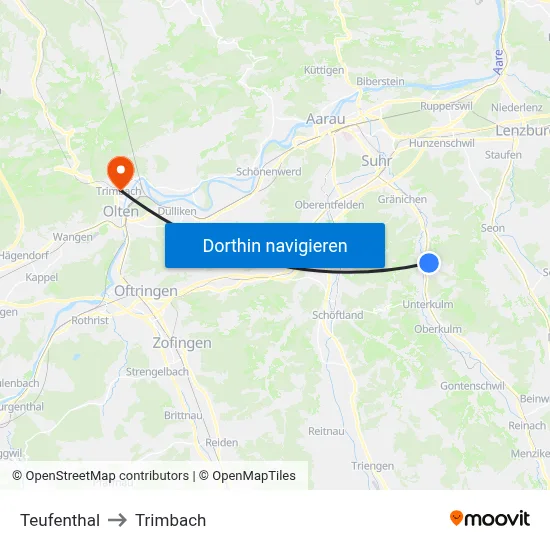 Teufenthal to Trimbach map
