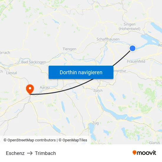 Eschenz to Trimbach map