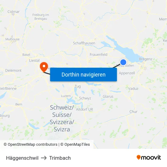 Häggenschwil to Trimbach map