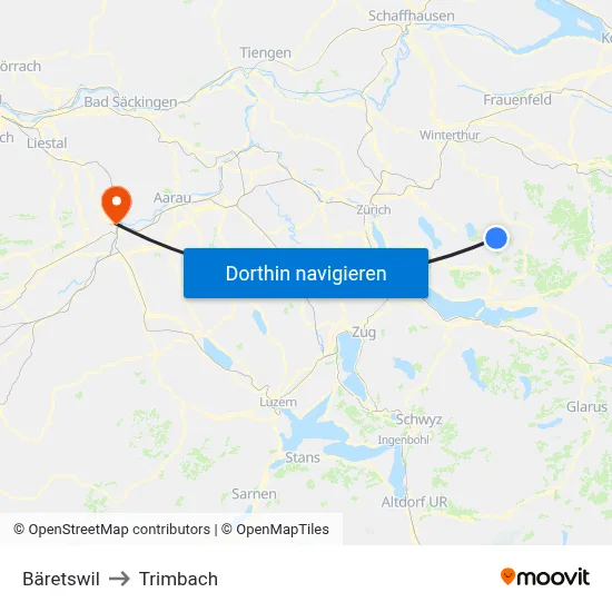 Bäretswil to Trimbach map