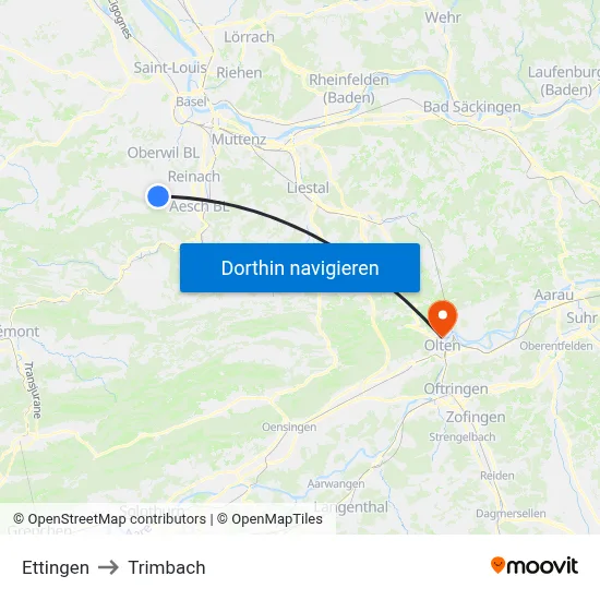 Ettingen to Trimbach map