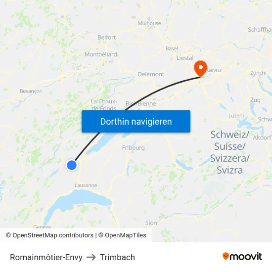 Romainmôtier-Envy to Trimbach map