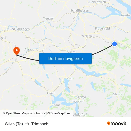 Wilen (Tg) to Trimbach map