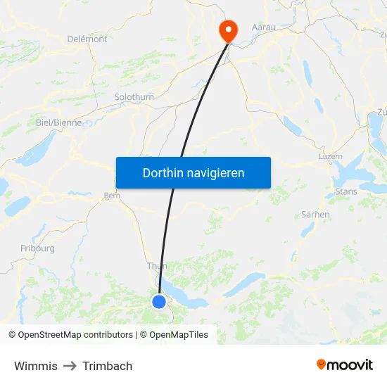 Wimmis to Trimbach map