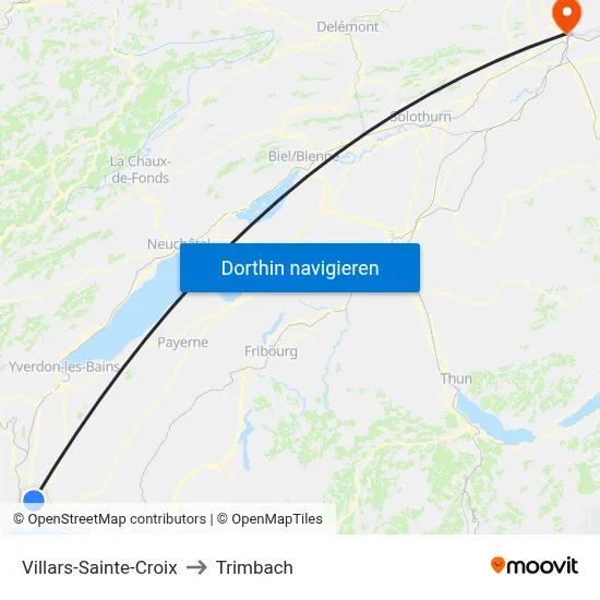 Villars-Sainte-Croix to Trimbach map