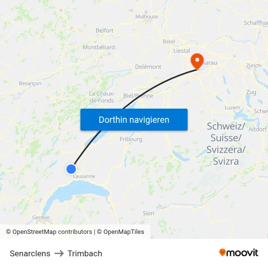 Senarclens to Trimbach map
