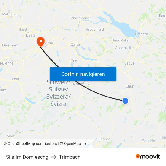Sils Im Domleschg to Trimbach map