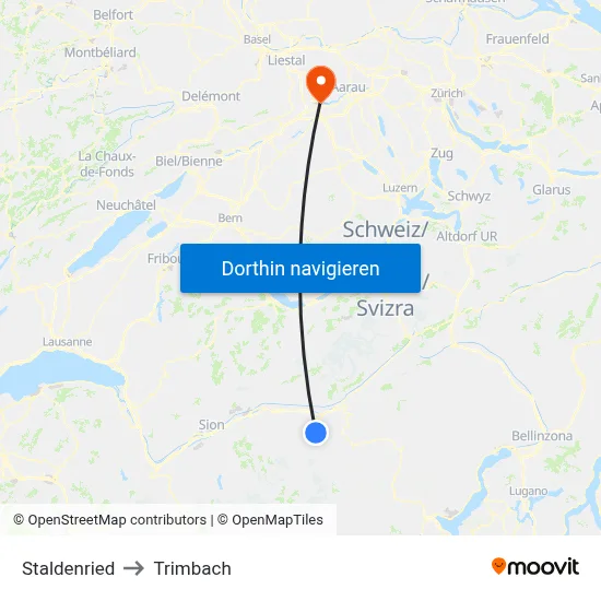 Staldenried to Trimbach map