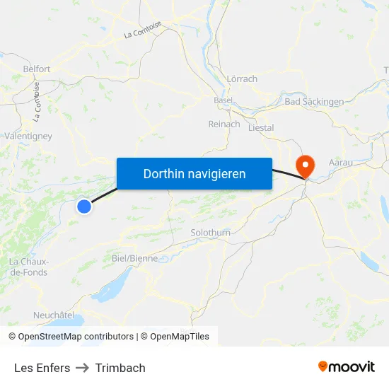 Les Enfers to Trimbach map