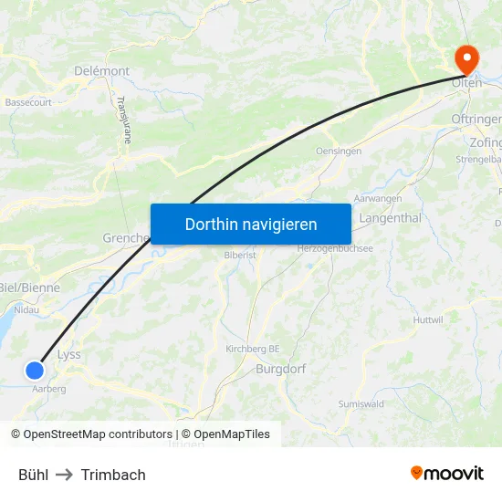 Bühl to Trimbach map