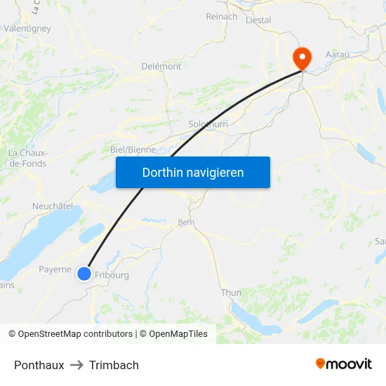 Ponthaux to Trimbach map