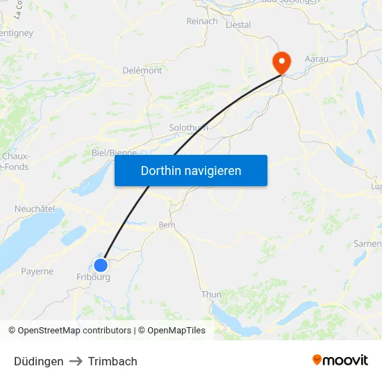 Düdingen to Trimbach map