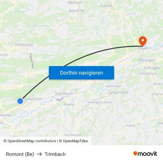 Romont (Be) to Trimbach map