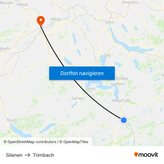 Silenen to Trimbach map