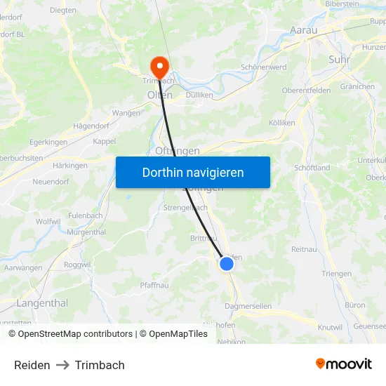 Reiden to Trimbach map