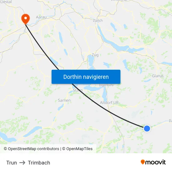 Trun to Trimbach map