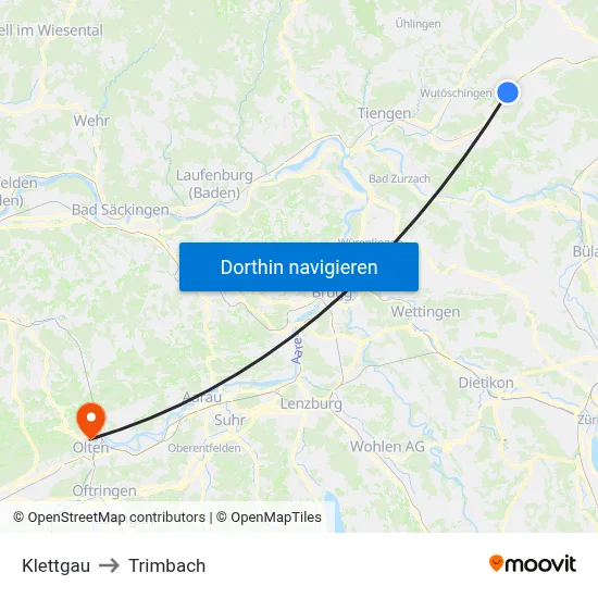 Klettgau to Trimbach map