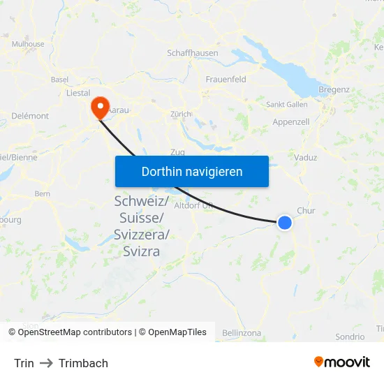 Trin to Trimbach map