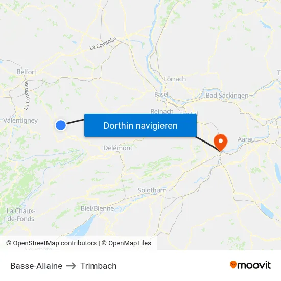 Basse-Allaine to Trimbach map