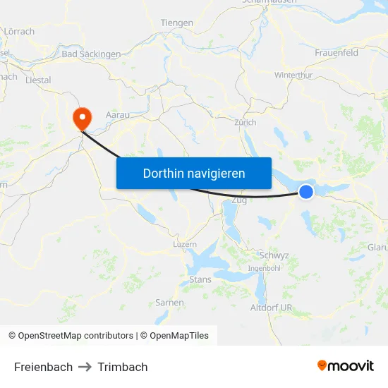 Freienbach to Trimbach map