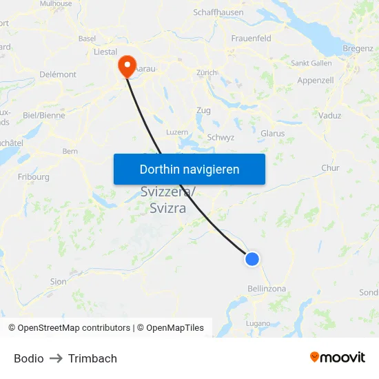Bodio to Trimbach map