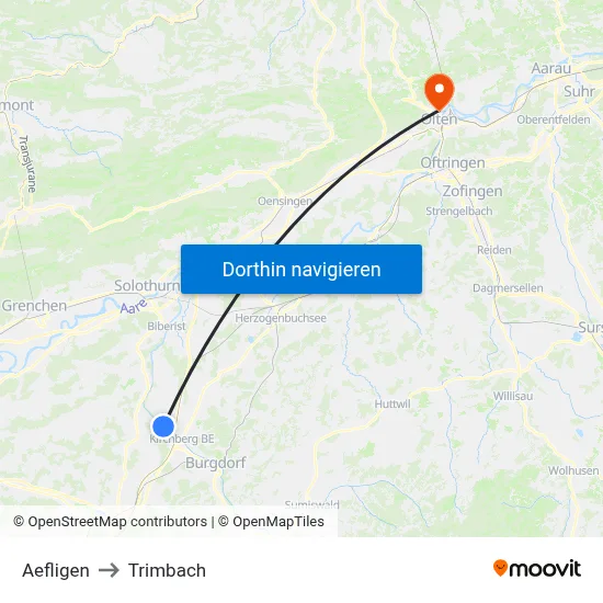 Aefligen to Trimbach map