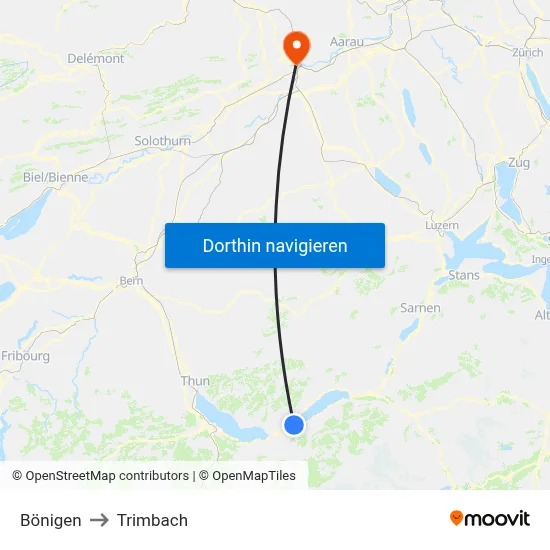 Bönigen to Trimbach map