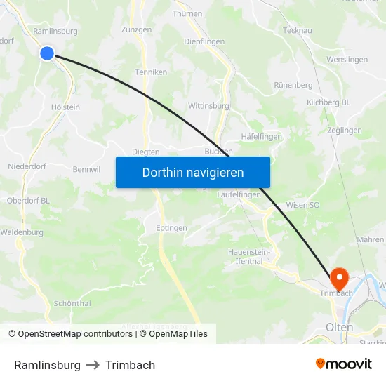 Ramlinsburg to Trimbach map