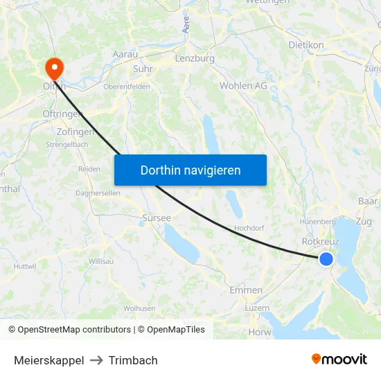 Meierskappel to Trimbach map