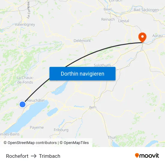 Rochefort to Trimbach map