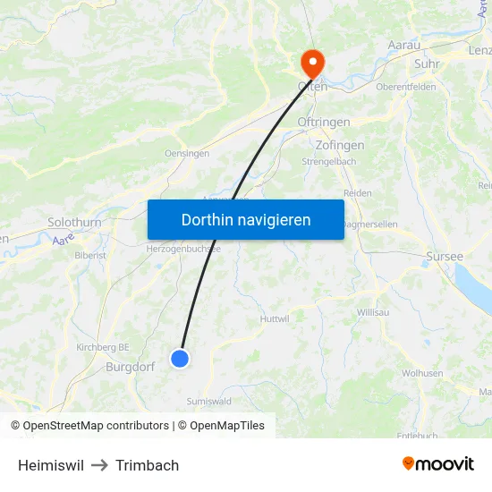 Heimiswil to Trimbach map