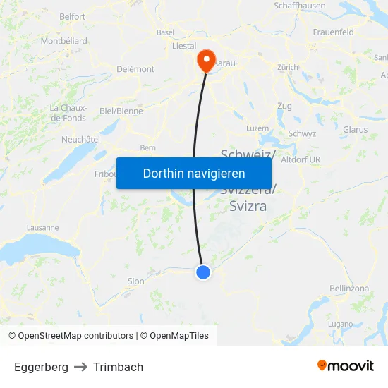 Eggerberg to Trimbach map