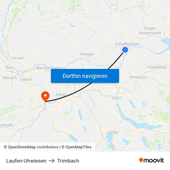 Laufen-Uhwiesen to Trimbach map