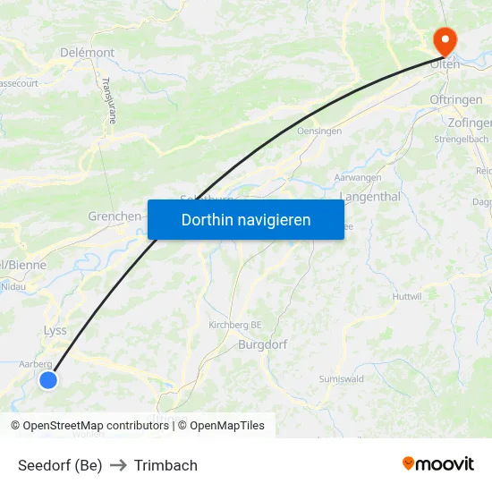 Seedorf (Be) to Trimbach map