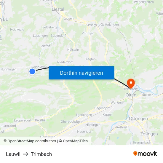 Lauwil to Trimbach map