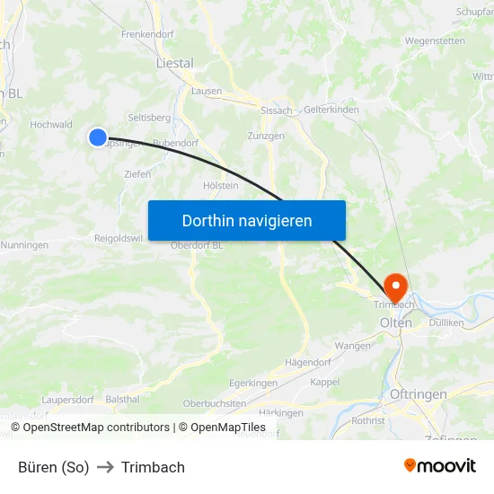 Büren (So) to Trimbach map