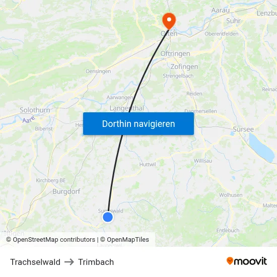 Trachselwald to Trimbach map