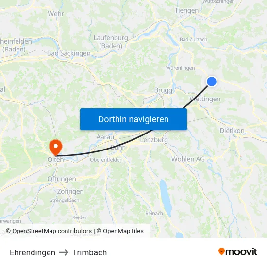 Ehrendingen to Trimbach map