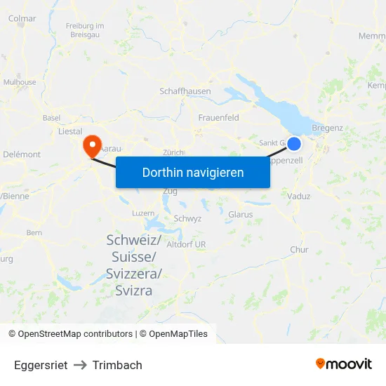 Eggersriet to Trimbach map