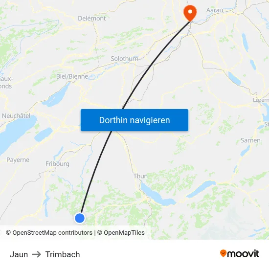 Jaun to Trimbach map