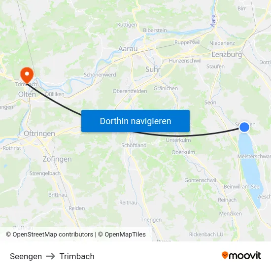Seengen to Trimbach map