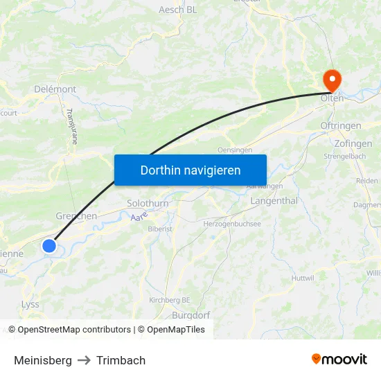 Meinisberg to Trimbach map