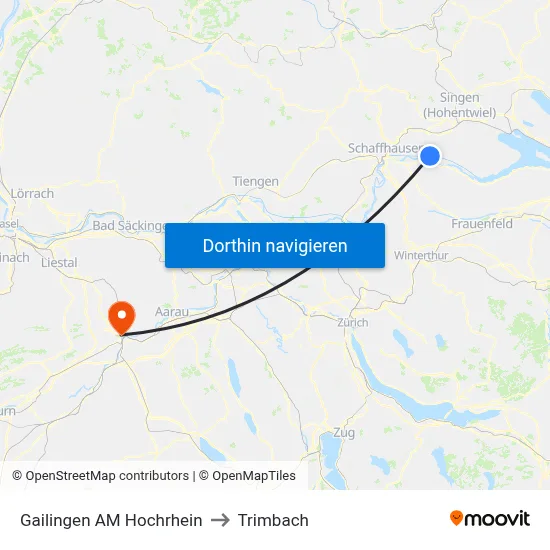 Gailingen AM Hochrhein to Trimbach map