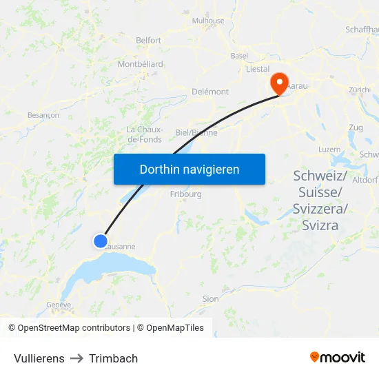 Vullierens to Trimbach map
