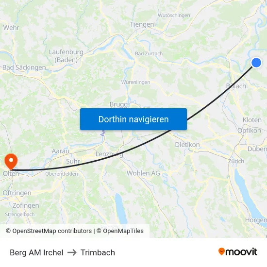 Berg AM Irchel to Trimbach map