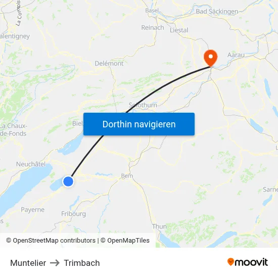 Muntelier to Trimbach map