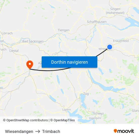 Wiesendangen to Trimbach map
