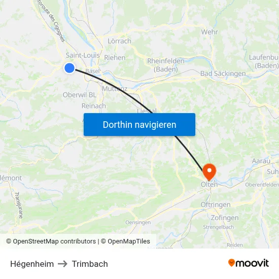 Hégenheim to Trimbach map
