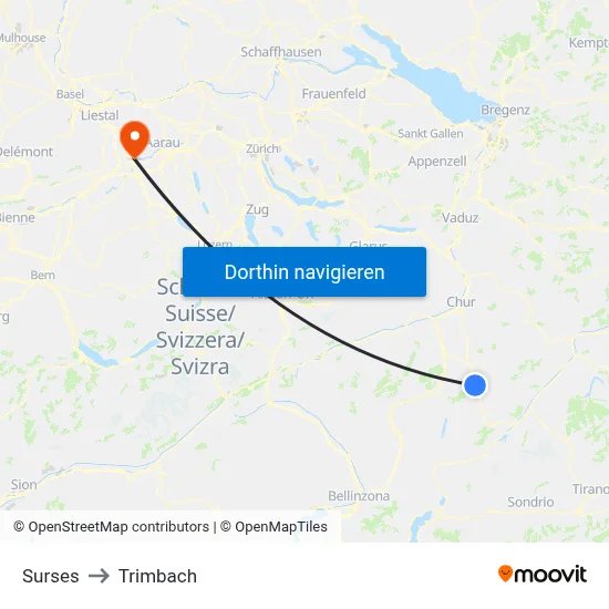 Surses to Trimbach map