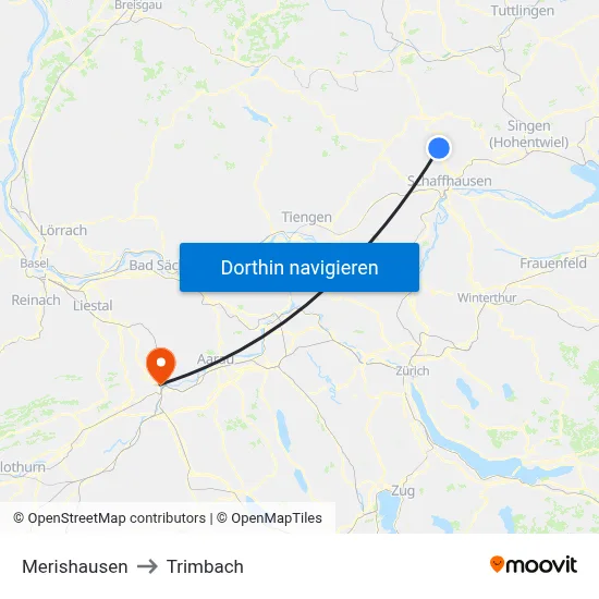 Merishausen to Trimbach map